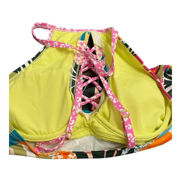 Bleu Rod Beattie Tankini Top Wild at Heart High-Neck Tie Tropical Beachy Sz 4 - Picture 8 of 8